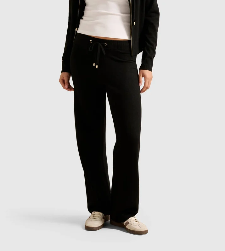 forever new  HAZEL Knitted Drawstring Waist Wide Leg Pants for Women | Best Price UAE